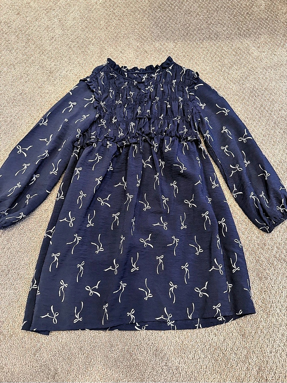 Zara Bow Dress in Navy & Pink